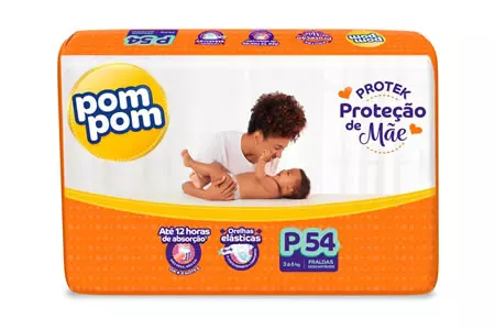 Fralda Pom Pom Protek Proteção de Mãe Mega P 54 Unidades