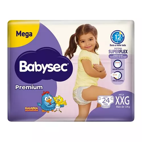 Babysec Fralda Galinha Pintadinha Premium Xxg 24 Unidades Cor: Branco