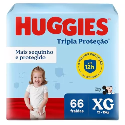 Huggies Tripla Proteção Xg – Fraldas, Tamanho XG (12 a 15 kg), 66 Unidades